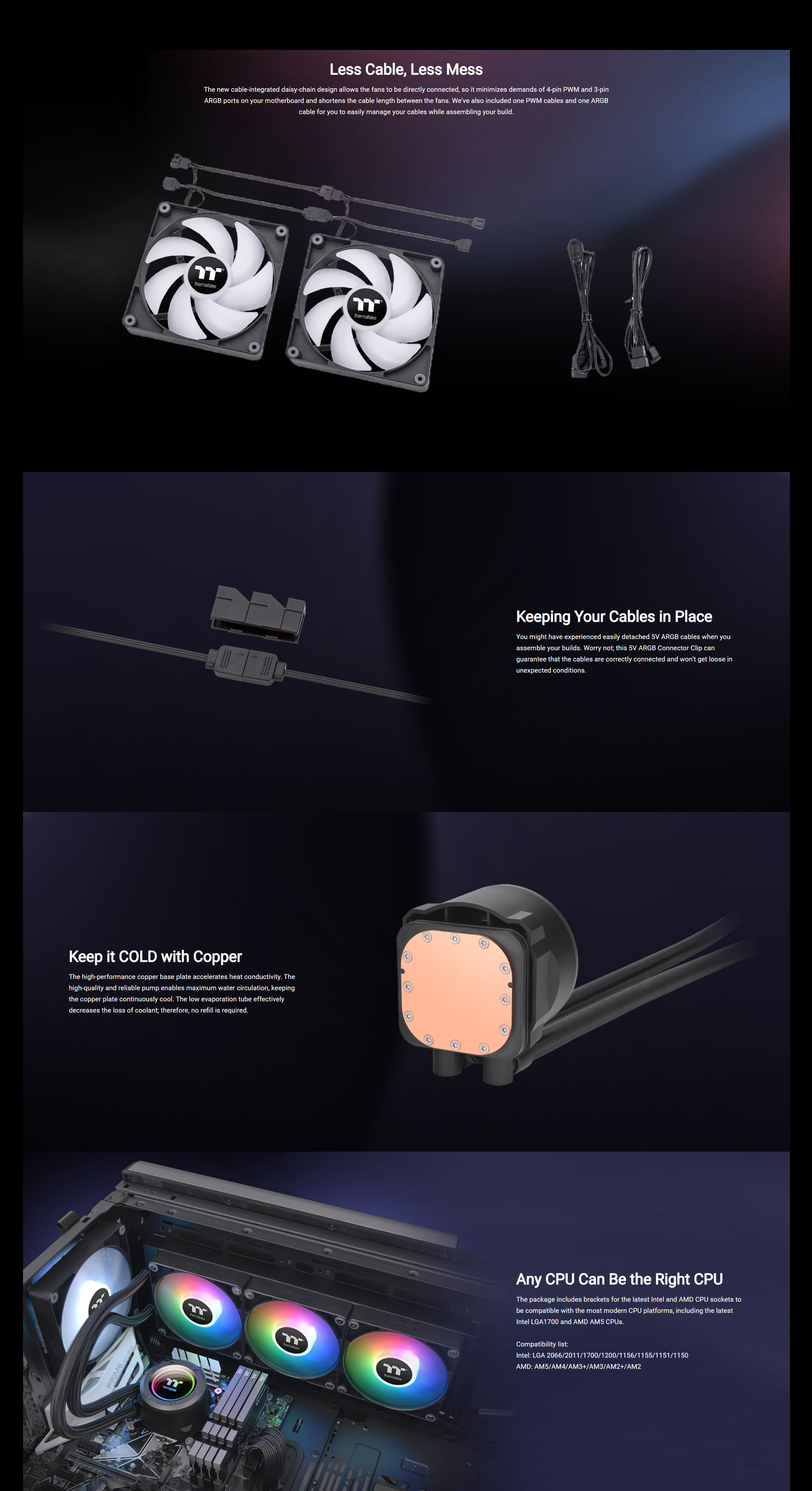 A large marketing image providing additional information about the product Thermaltake TH360 V2 ARGB - 360mm AIO Liquid CPU Cooler - Additional alt info not provided